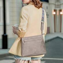 Purse Handbag For Women Large Capacity Vegan Leather Shoulder Zipper Bag - Grey - View 2