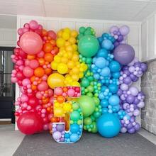 36", 18", 12", 10", 5" Globos de fiesta gruesos en colores surtidos, globos de látex para fiestas de cumpleaños, globos arcoíris elegantes, 12 piezas de globos de fiesta de colores arcoíris, adecuados para fiestas y bodas - Multicolor - Ver 5