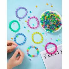 1000Pcs Beads, Glow In Dark, 9 Transparent Colors, Color - Changing Plastic Kandi Beads Bracelets, Hair Braids, Keychains, Jewelry Making - UV Beads-1000pcs - View 4