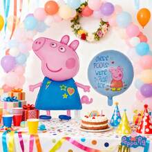 2pcs Creative Balloon, Peppa Pig Cartoon Foil Balloons, Birthday Party Decorations, Atmosphere Decor, Theme Party Supplies, Photo Props - Multicolor - View 10
