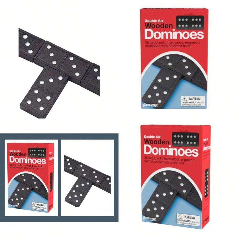 Pressman Toy Double Six Domino de Madera 28 Piezas de domino de Madera SeisDiversión infantil, juegos felices, imprescindibles para los niños - DomingomaderaSeis - Ver 1