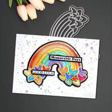 Creative Rainbow Metal Cutting Dies, DIY Scrapbooking Album And Embossing Stencil, Greeting Card Making Tool, Card Paper Cutting Crafts ,Gift Card Making Template Die Cuts. - Silver - View 6