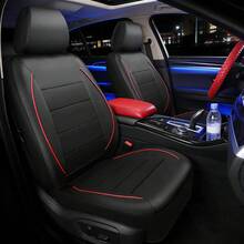 9pcs/4pcs Universal Reflective Rolled Edge Leather Car Seat Covers, Compatible With Airbags, With Built-In Zipper Design And Reserved Opening Holes, Suitable For SUVs,And Trucks - Style a - View 3