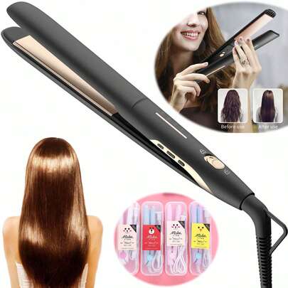 Férulas aniónicas de doble uso para rizos rectos, perm no daña el cabello, alisador, rizador, perm, férulas de color, maya siroco, sunburning hair care black technology: 60℃-230℃ control de temperatura de precisión (adaptado para el cabello grueso y duro común en méxico y volumen natural), recubrimiento de titanio para liberar 20 millones de iones negativos, como envuelto en el cabello de "ropa de protección solar", después de la exposición al sol no se fríe y se bipartita, después de soplar la cabeza directamente clip, batería de litio 5000mAh incorporada, lleno de una vez puede utilizar 15 veces, doble uso de rollo recto +10 grados para ajustar la temperatura, Puede acortar los perezosos rizos de la península de yucatán o presionar el pelo liso liso de las calles de la ciudad de méxico, portátil, adecuado para todas las edades, ideal para regalos,Comprar completo aleatorio regalar crema de color de cabello