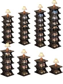 9/6-Tier Narrow Shoe Rack, New Upgraded Shoe Rack, Small Vertical Shoe Rack, Space-Saving DIY Freestanding Shoe Organizer Rack, Suitable For Entryway, Closet, Fits US Size 9-10, Easy Assembly And Sturdy Structure, Black And White Color, Suitable For Room Decor, Halloween Decor, Autumn Decor, Christmas/Halloween/Christmas Decor