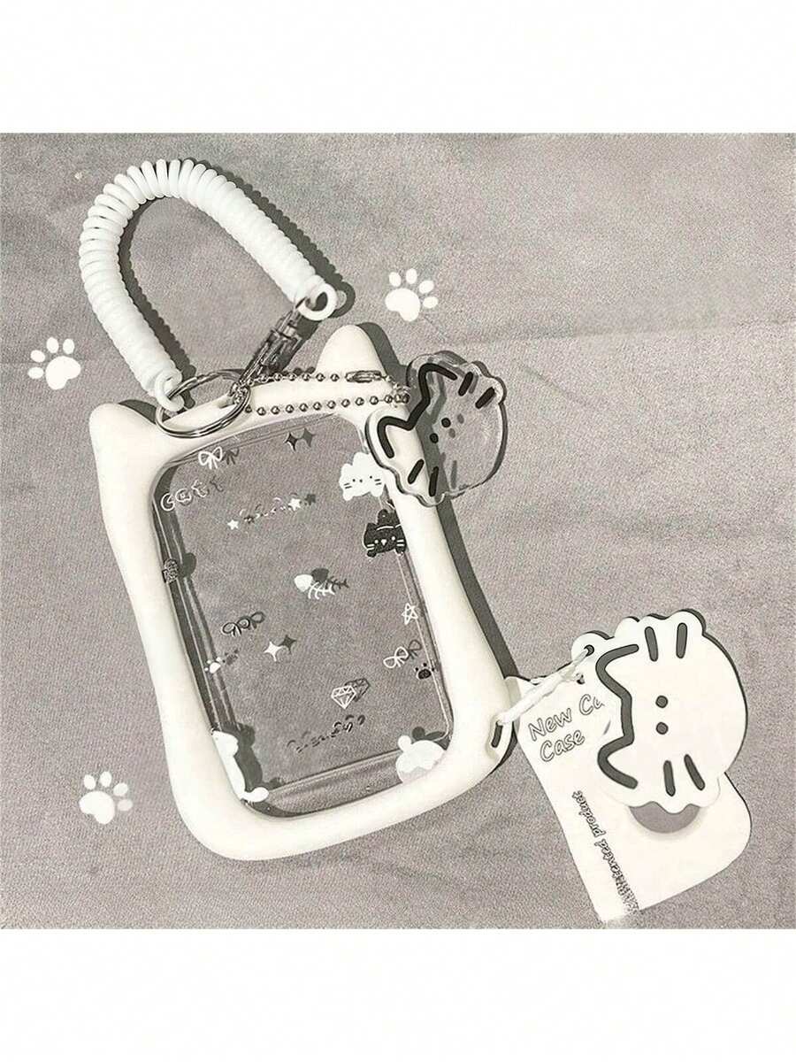 Thick Anti-Fall Cat Silicone Acrylic Photo Card Holder Keychain Student ID Card Campus Card Protective Case Back To School Supplies - Color - View 1