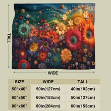 1pc Vibrant Multicolored Flower Arrangement Pattern Printed Blanket Plush Flannel Covering For Conservatory Benches Or Plant Displays - White - View 3