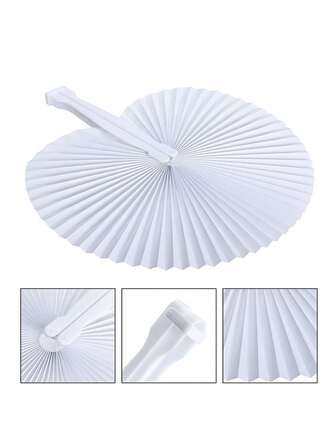 10/30/50支装白色圆形扇子，婚礼用品扇子，手持折扇，白色纸折扇，圆形扇子，折纸扇