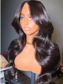 200% 密度水波纹蕾丝前假发，混合发丝，13x4 高清深棕色水波纹蕾丝前假发，预先拔毛、预先修剪，自然发际线，带婴儿发，8-34 英寸棕色水波纹前假发，适合日常佩戴 - 自然色&黑色系 - 查看 7