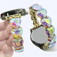 色彩缤纷闪亮心形金属弹力表带，兼容 38/40/41/42/44/45/46/49mm，适用于 Ultra 3/2/1 系列 1-11 和 SE，闪耀水钻装饰，点缀您的腕间，适合作为情人节礼物和日常佩戴，兼容 20/22mm 表耳宽度的智能手表 - 也适用于三星 Galaxy Watch/Garmin 和其他智能手表（仅表带）