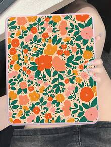 Flower A Tablet Case With A Floral Print,Friends, Best Friends, Family, Brothers, Colleagues, Younger Brothers, Lovers, Classmates, Teachers, Or Yourself As A Birthday Or Holiday Gift.Compatible With IPad Air 4/5 10.9-Inch And IPad 8/9 10.2-Inch. It Has A Black Flip Design, A Pen Slot, And Enhanced Heat Dissipation. - Pink - View 1