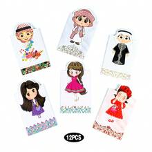 12pcs Cute Cartoon Envelopes, Gift Money Envelopes, Gift Money Gift Bags, Money Boxes, Cartoon Design, Holiday Celebration Cash Envelopes, Party Supplies, Arabic Style, Ramadan, Eid - Multicolor - View 4