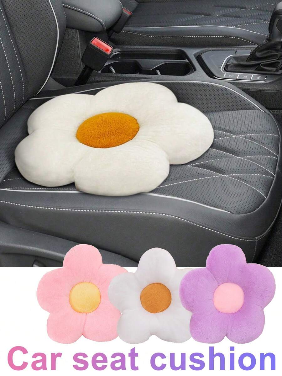 1pc/2pcs Pink Car Winter Warmer Cushion, Petal-Shaped Car Seat Pad - Pink - View 1