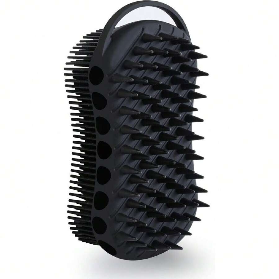 Double-Sided Exfoliating Silicone Bodcrubber, 2-In-1 Bath Scrubber, Shampoo Brush, Silicone Loofah For All Skin Types, Shower Bodcrubber, Easy To Clean, Lather Well (Black),38470943 - 黑色 - 查看 1