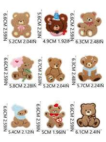 12pcs Curly Teddy Bear Patches - Cute Animal Embroidered Heat Transfer Patches, Suitable For Clothes, Hats, Bags, Jeans, Shirts - DIY Decorative Patches - Multicolor - View 6