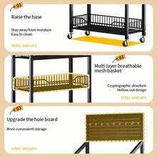 4-Tier Metal Retail Display Rack - 15 Hooks 4 Casters 4 Foot Pads, Easy Assemble Sturdy Space-Saving For Commercial Store Use - Black - View 8