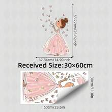 1 Sheet Girls Princess Door Stickers, Pink Ball Gown Dress And Hearts, Cute Cartoon Princess Decals For Nursery Kids Bedroom Living Room Door Decor, Removable Peel And Stick, Dreamy Cottagecore Theme Art - Multicolor - View 16