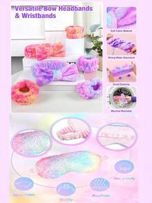 5/6/7/8/9pcs Professional Facial Cleansing & Skincare Massage Tool Set, Including 3pcs Spa Headband & Wristband Set, 1pc Facial Cleansing Brush, 1pc Heart-Shaped Gua Sha Board, 1pc Facial Oil Massage Roller, 1pc Reusable Makeup Remover Towel, 1pc Waterproof Storage Bag, Portable Travel Kit, Ideal Gift For Valentine's Day, Christmas, Spring Festival, Mother's Day, Parties, Weddings - Multicolor - View 4