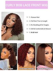 T1B/30 渐变蓬松卷曲波波头假发，真人发，深色发根，150% 密度，大蕾丝闭合假发，13x4 蕾丝前假发，女士真人发假发 - S1/30 - 查看 4