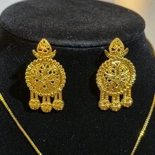 CIZME 1Set 18K Gold Jewelry Set Drop Earring&Necklace,Chain Tassel Ramadan Jewelry Jewelry Set, Luxury Eid Mubarak Gift For Women - Gold - View 3