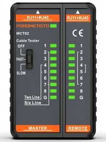 MCT02 Cable Tester, RJ11 RJ45 POE Test, LAN Network Cable Tester, Telephone Line Connectivity Tester, Cable Test Tool - Black - View 12