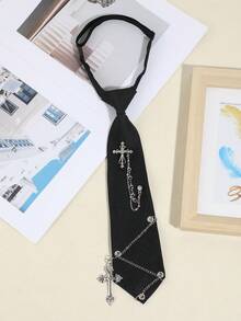 1 chiếc cà vạt thời trang nữ đính đá hình đầu lâu và thánh giá, đơn giản và đa năng, phù hợp cho sinh hoạt hàng ngày, dự tiệc và biểu diễn. - A - Xem 8