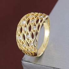 1pc Grid Design Cubic Zirconia Inlaid Fashion Ring For Women