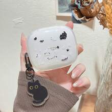 Cute Black & White Cat Earphone Case Compatible With Redmi Buds 6 Play/SE, Buds 6, 7s, Buds 6 Lite Wireless Earphones, Buds 6 Pro Bluetooth Earphones, Buds 5/6s/Buds 6 Active, Creative Soft Earphone Protective Cover For Women - Black and White Cat + Keychain - View 6