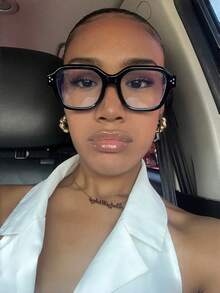 1 Pair Women's Leopard Print Bohemian Style PC (Polycarbonate) Square Oversized Transparent Glasses, Suitable For All Seasons, Everyday Wear, Transparent Glasses Accessory, Women's Exclusive - 黑色 - 查看 3