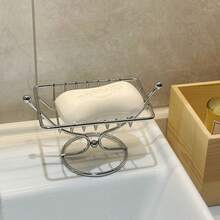 1pc Minimalist Iron Soap Dish, Bathroom Soap Holder Without Drilling, Draining Soap Rack, Square Draining Soap Holder, Multi-Purpose Soap Rack - Multicolor - View 5