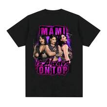 Camiseta gráfica de lucha libre de Rhea Ripley Mami para hombres y mujeres, moda retro, camiseta de manga corta de verano, camiseta suelta de algodón puro - Negro - Ver 10