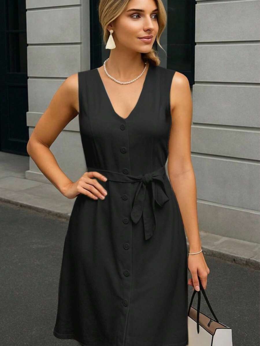 Long, Starched Camisole Dress, Backless, Draped, Curvy, Simple, Sleeveless, Comfortable, Summer, Spring, Wedding, Beach. - Black - View 1