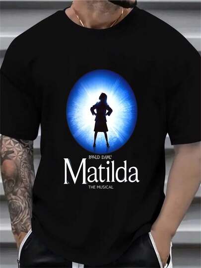 100% Cotton Matilda Musical Silhouette Blue Light Background T-Shirt Round Neck Short Sleeve Streetwear Fashion Breathable Homme Soft Unisex Designer Clothes For Women Casual Clothes