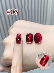 10ml/Bottle Mirror Red Crystal Cat Eye Gel Nail Polish, Winter Bestselling Red Glass Pearl Magnetic Cat Eye Gel Nail Polish, Red Manicure, Suitable For Toenails, Salon Use, Cute French Manicure, UV LED Lamp Manicure - Multicolor - View 17