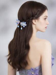 2个优雅花朵流苏发夹，可爱甜美风格，适合公主风、休闲风、演出风、约会风、户外活动等场合，是送给女性的绝佳情人节礼物，头部饰品，女士发饰，发夹，发卡 - 彩色 - 查看 1