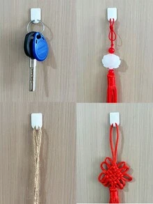 9pcs/Set Japanese Style Adhesive Hooks, Bathroom Mini Hooks, Damage-Free Strong Sticky Hooks, For Hanging Keys, Small Items, Etc. - Multicolor - View 4