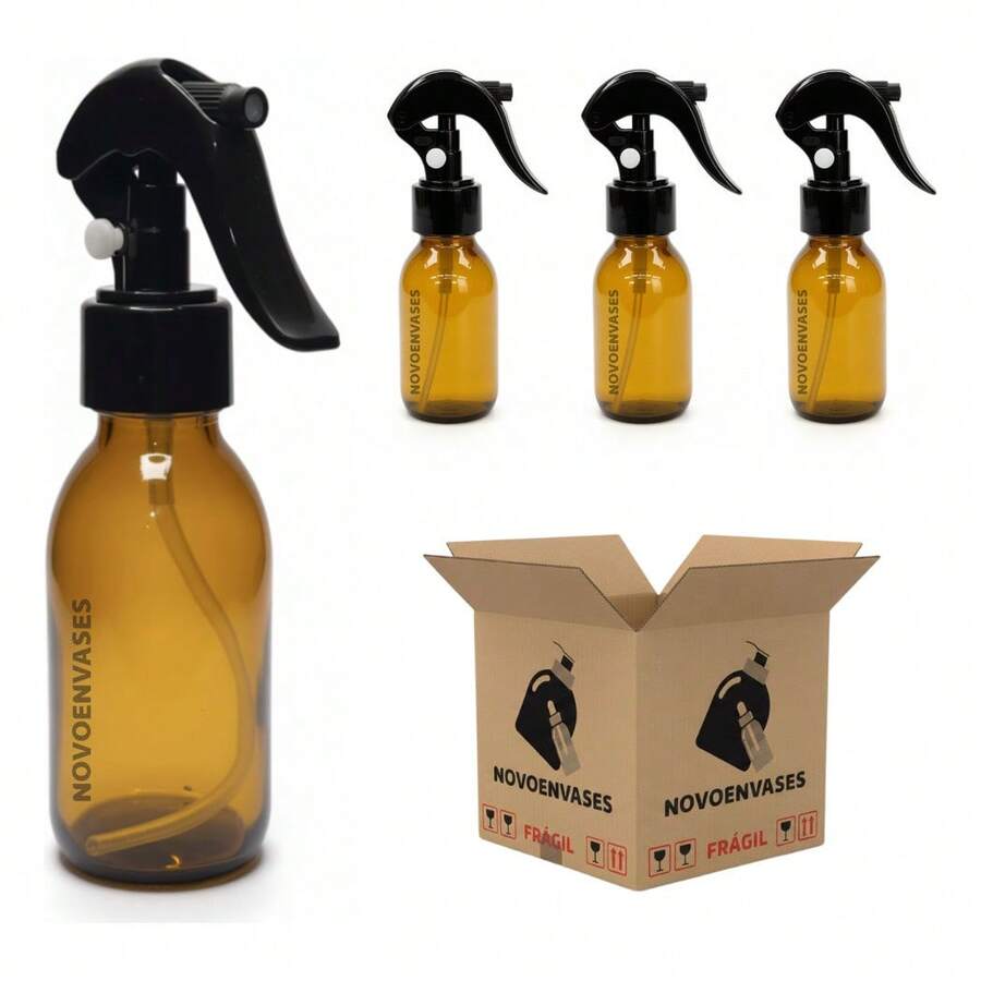 TendenciaFrasco Botella 100 Ml Vidrio Atomizador Spray Ambar 4 Pack MarrónCalidad premium - Marrón - Ver 1