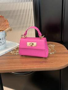 1个鳄鱼纹迷你手提包，时尚锁扣装饰单肩包，链条斜挎包，适合女孩/青少年，日常/购物/度假场合 - 彩色 - 查看 13