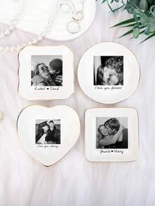 Bandeja de marco de fotos personalizada, plato de exhibición de fotos personalizado, regalo romántico para parejas, regalo de aniversario y boda, decoración del hogar, recuerdo de amor con texto personalizado - Multicolor - Ver 3