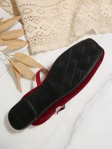 女士水钻方头玛丽珍拖鞋，休闲一脚蹬凉鞋，百搭优雅，春夏款 - 紅色 - 查看 8