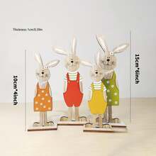 2D Design plat, 4 pièces Plaques décoratives en bois de Pâques, Thanksgiving, Décoration de fête, Cadeau de vacances parfait, Décoration de maison, Décoration de jardin de style campagnard, Style vintage, Figurines de lapin en bois de Pâques, Artisanat de décoration de maison de lapin, Décoration de maison en bois peint, Décoration de fête de vacances, Décoration de maison de style campagnard, Cadeau familial de Pâques, Mise en scène, Panneaux décoratifs et plaques - Multicolore - Voir 2