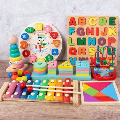 Octave Xylophone & Lacing Clock, Rainbow Stacker & Shape Sorter, Twisty Worm - Educational Early Learning Essential, Perfect Surprise Gift For Birthdays & Holidays