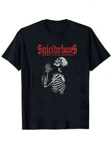 Suicideboy Men's Graphic T-Shirt - Black Casual Streetwear Tee,Tear-Effect Face Design, Round Neck Short Sleeve Summer Top, Machine Washable, Suicideboy Era Tour Graphics Print T-Shirts For Men Shirt Tops Harajuku Hip Hop Rock Style T Shirts Unisex Fashion Regular Size Street T Shirt - 黑色10 - 查看 1