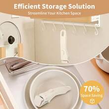 Mango Desmontable Blanco Marfil, Mango Desmontable para Ollas y Sartenes, Mangos Universales para Utensilios de Cocina, Compatible con Utensilios de Cocina de Borde Delgado, Paquete de 2 - Similar a la madera - Ver 8