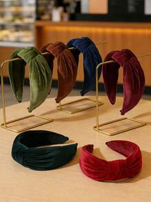 1条复古丝绒打结宽发带，纯色，优雅休闲简约女士发带，大号，时尚设计师款，女孩发饰，休闲发圈发带，女士发带，女士发饰，女士配饰