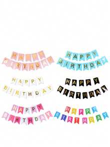 1面生日快乐金色箔纸三角旗，派对装饰横幅