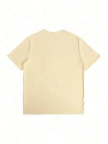 1pcs Men's 100% Cotton Bold Letter Logo T Shirt Casual Streetwear Double Sided Graphic Men Clothes, Sport Style Digital Printed T Shirt Gifts For Men - Apricot - View 2