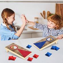 Juego de 2 mini tableros de cornhole de mesa 8 bolsas de frijoles incluidas juego de lanzamiento de computadora portatil de 10 x 5 pulgadas para oficina en casa juego de agujero de maizDiversión infantil, juegos felices, imprescindibles para los niños - Azulyrojo - Ver 4