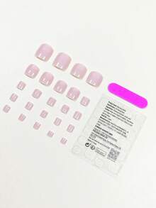 24 pezzi di punte per unghie quadrate corte di colore rosa tinta unita in stile Y2K, set di unghie artificiali dal design minimalista adatto per signore d'ufficio, uso quotidiano, appuntamenti, tè pomeridiano, uscite - forniture per unghie - Multicolore - Visualizzare 2
