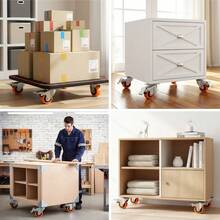 2-Inch (50mm) Swivel Caster Wheels Set Of 4, Dual Locking Heavy Duty Castors With 600 Lbs Load Capacity - Yellow - View 4